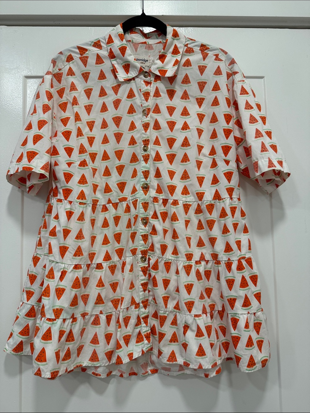 Maeve watermelon print tiered collar Blouse small - Picture 2 of 11